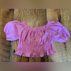 Zara off shoulder cropped blouse pink summer